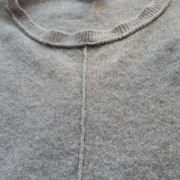 Saks Fifth Avenue 100% Cashmere Sweater with Jewel Neckline | Taupe | Si… - Picture 3 of 3